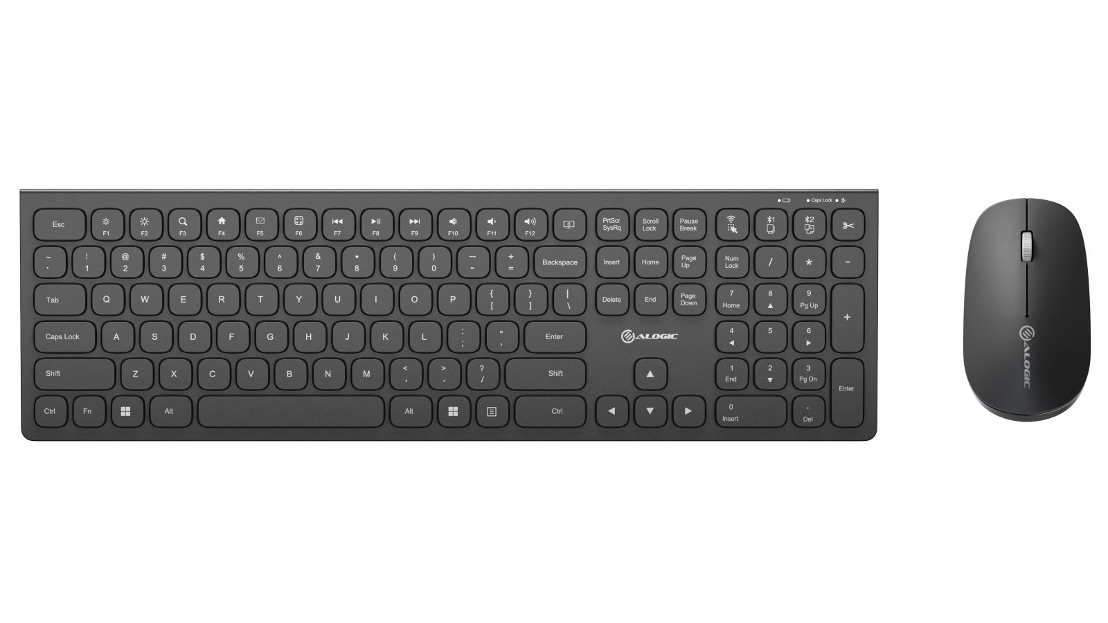 Alogic Echelon USB-C Rechargeable Wireless Mouse and Keyboards for Windows - Black