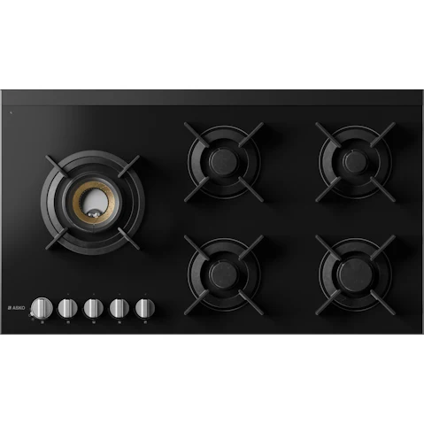 ASKO Black Glass 4 Burner Volcano Gas Cooktop - 90cm