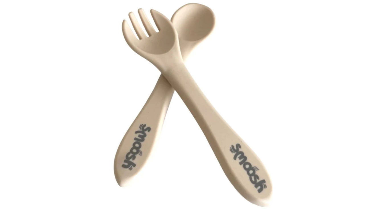 Smoosh Baby Fork and Spoon Set - Latte