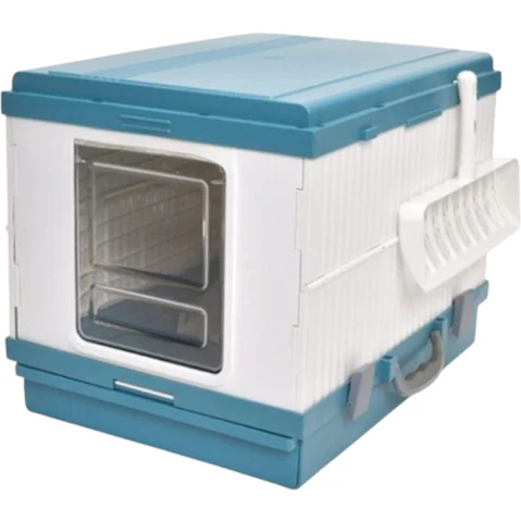 YES4PETS X-Large Portable Cat Litter Box with Handle and Scoop - Blue