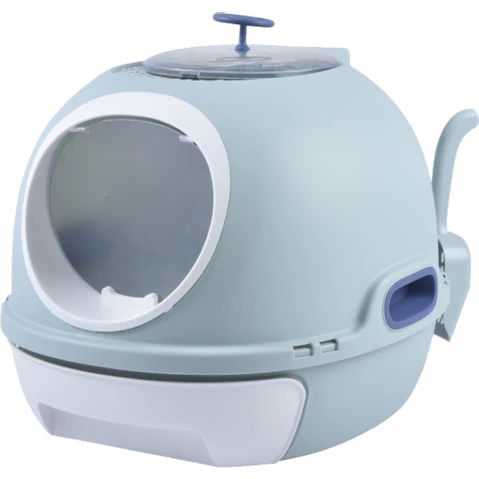 YES4PETS Hooded Cat Toilet Litter Box Tray House with Drawer and Scoop - Blue
