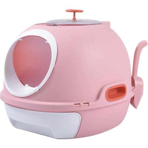 YES4PETS Hooded Cat Toilet Litter Box Tray House with Drawer and Scoop - Pink