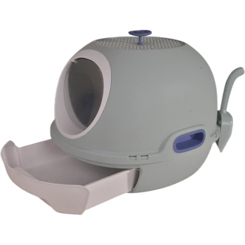 YES4PETS Hooded Cat Toilet Litter Box Tray House with Drawer and Scoop - Grey