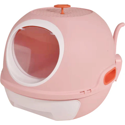 YES4PETS Hooded Cat Toilet Litter Box Tray House with Drawer and Scoop - Peach
