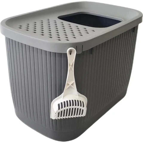 YES4PETS XX-Large Top Entry Cat Litter Box - Grey