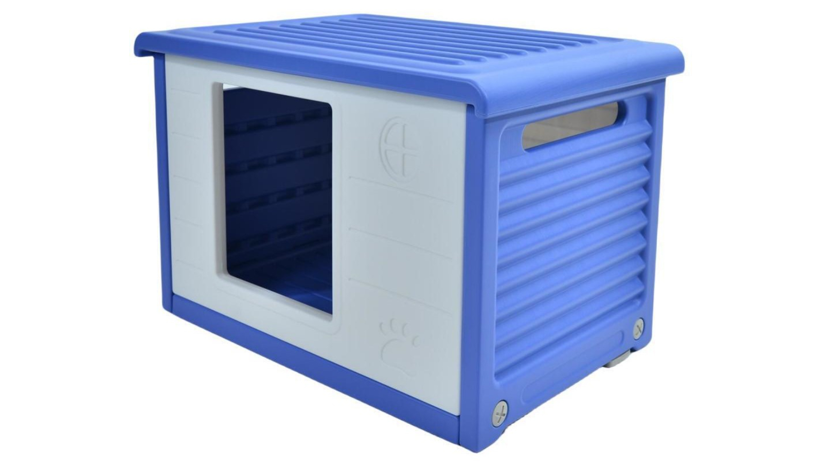 YES4PETS Small Plastic Pet Dog Puppy Cat House Kennel Blue