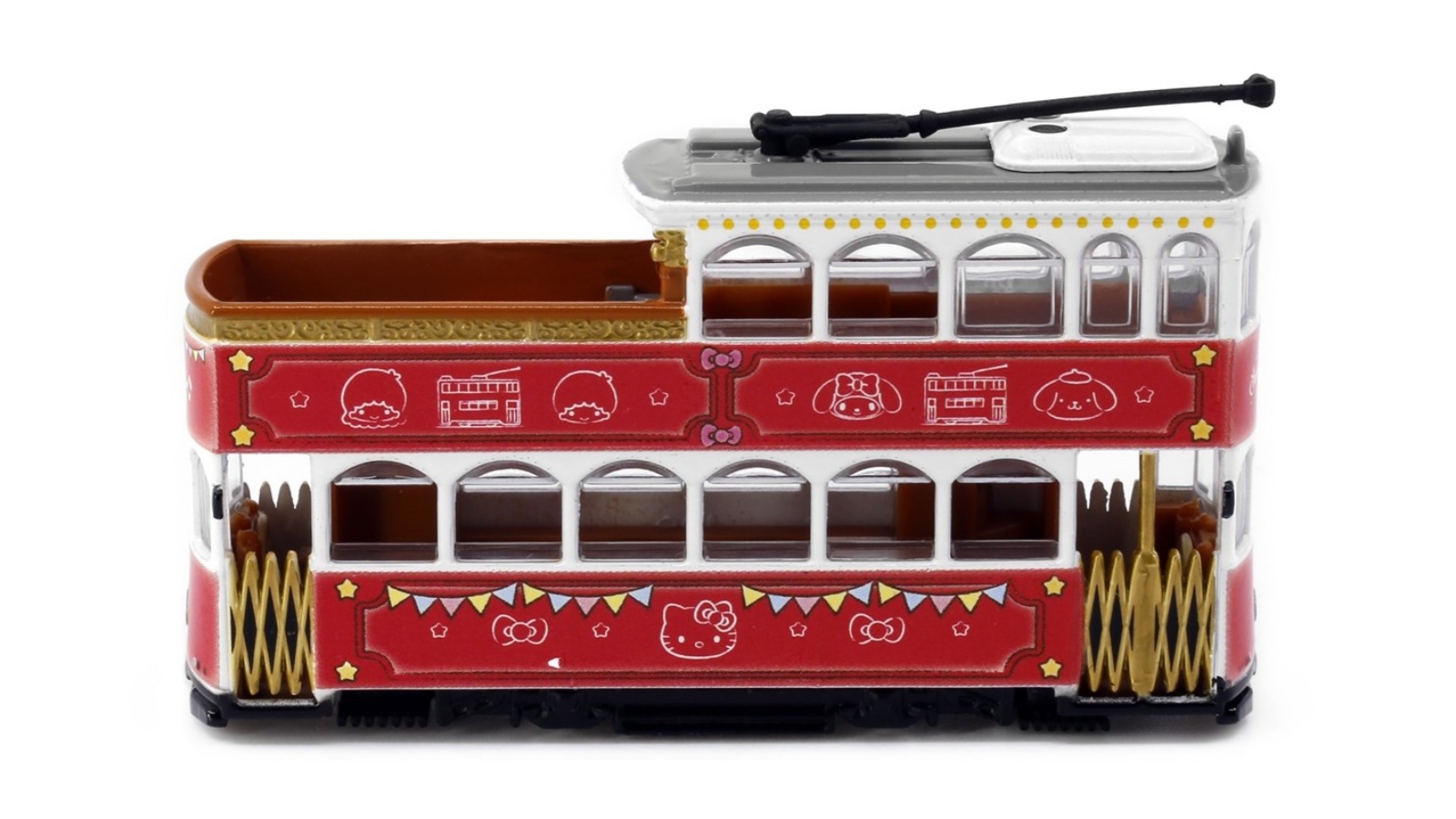 Tiny City Red Antique Tram SANRIO Characters Die-cast Model Car 