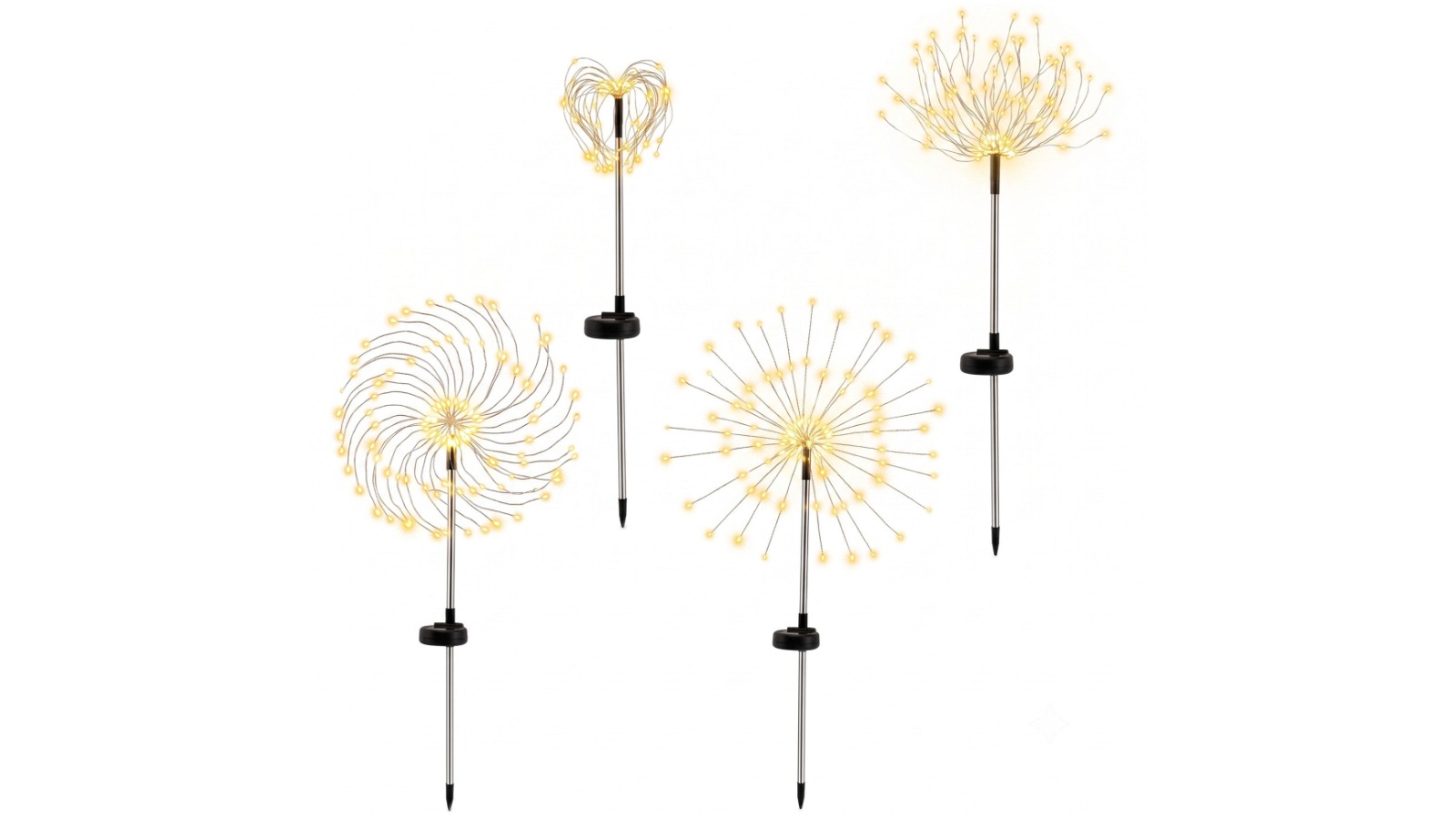 Jingle Jollys Pack of 4 Solar Firework Christmas Light - Warm White