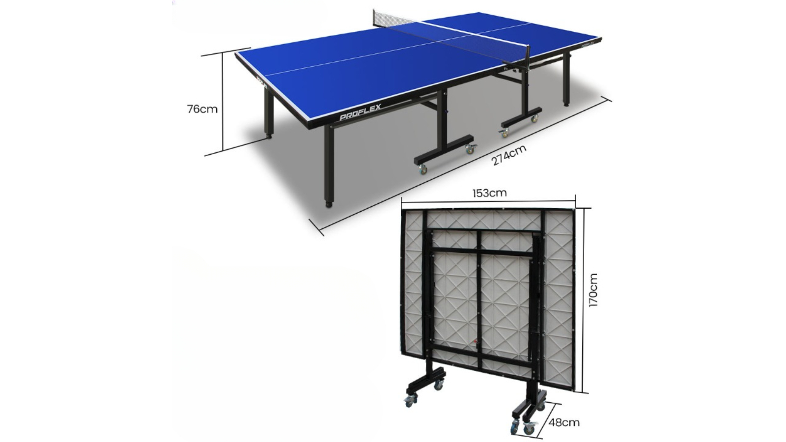 Proflex Premium Outdoor Tennis Table with 4 Player Ping Pong Paddle and ...