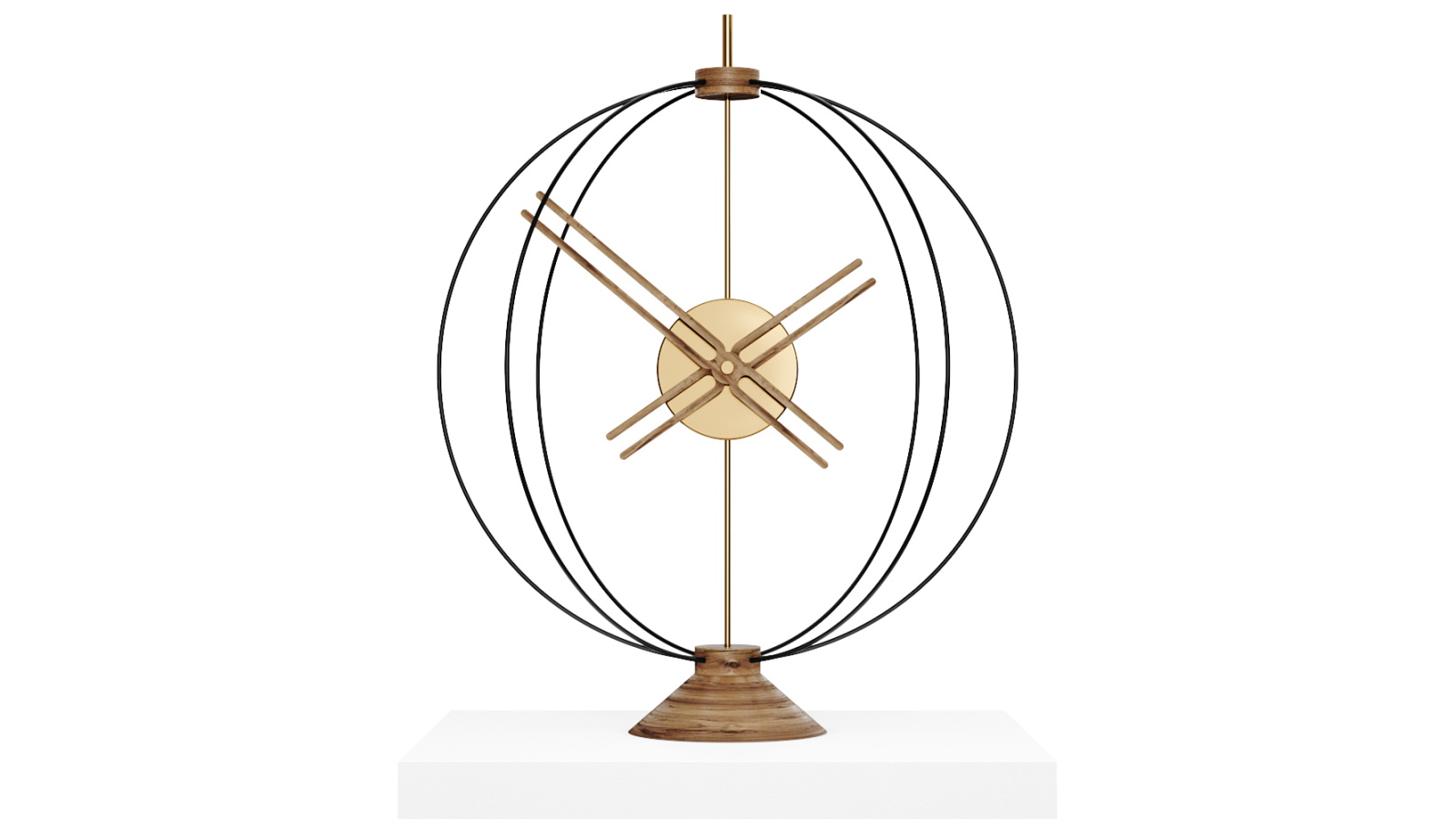 Mclocks Atom 35 Walnut/Gold Table Clock