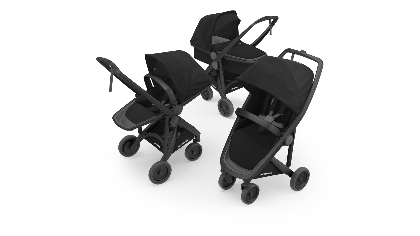 Greentom 3-in-1 Pram and Stroller - Black/Black