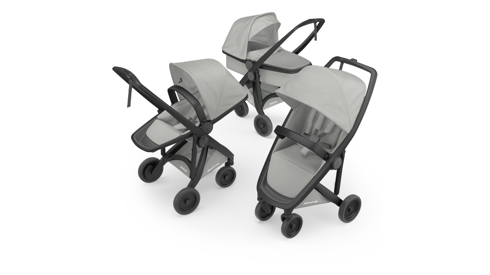 Greentom 3-in-1 Pram and Stroller - Black/Grey