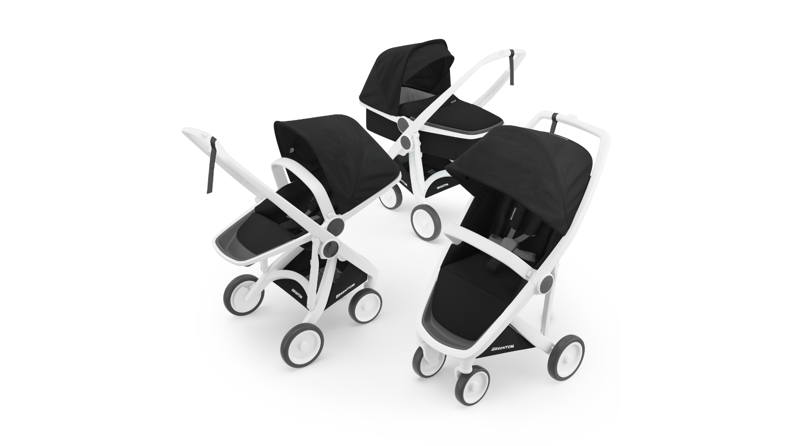 Greentom 3-in-1 Pram and Stroller - White/Black