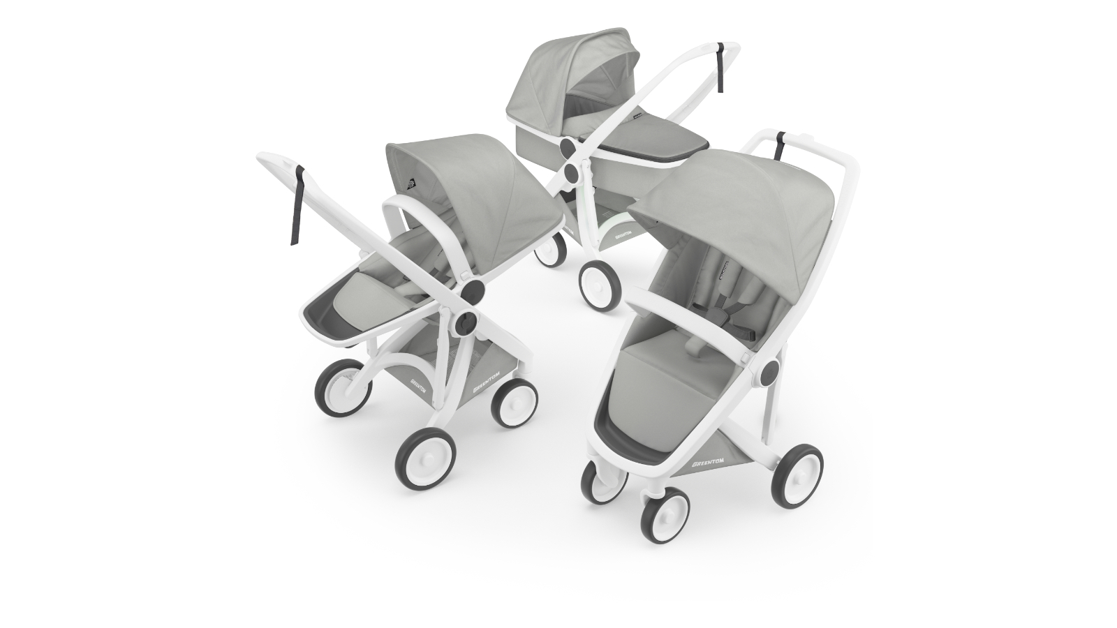 Greentom 3-in-1 Pram and Stroller - White/Grey