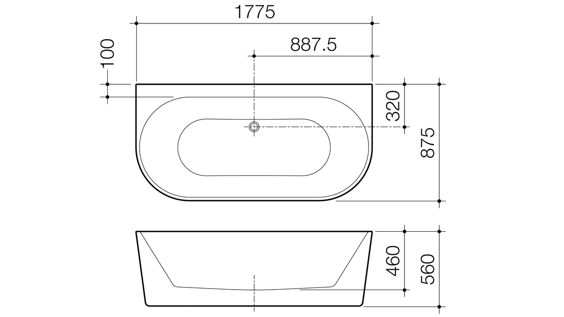 Caroma Urbane II 1800mm Back to Wall Freestanding Bath Harvey Norman