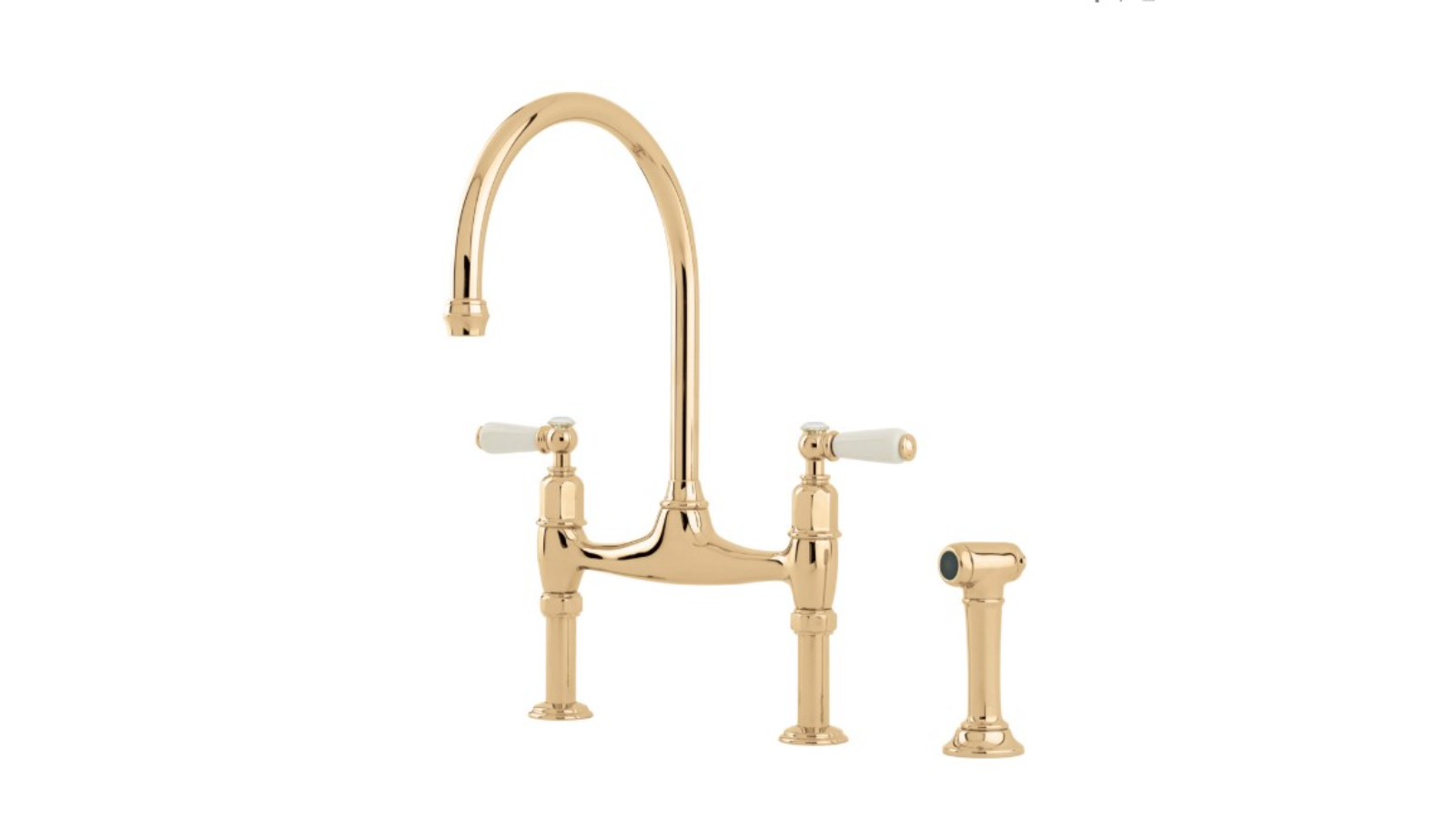 Shaws by Perrin & Rowe Pendleton Kitchen Mixer with Spray Rinse - Polished Brass