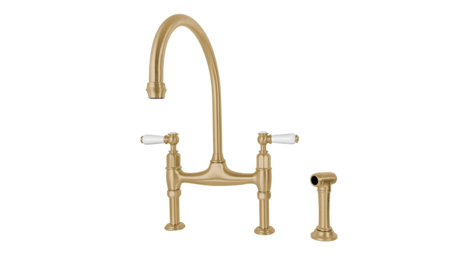 Shaws by Perrin & Rowe Pendleton Kitchen Mixer with Spray Rinse - Satin Brass
