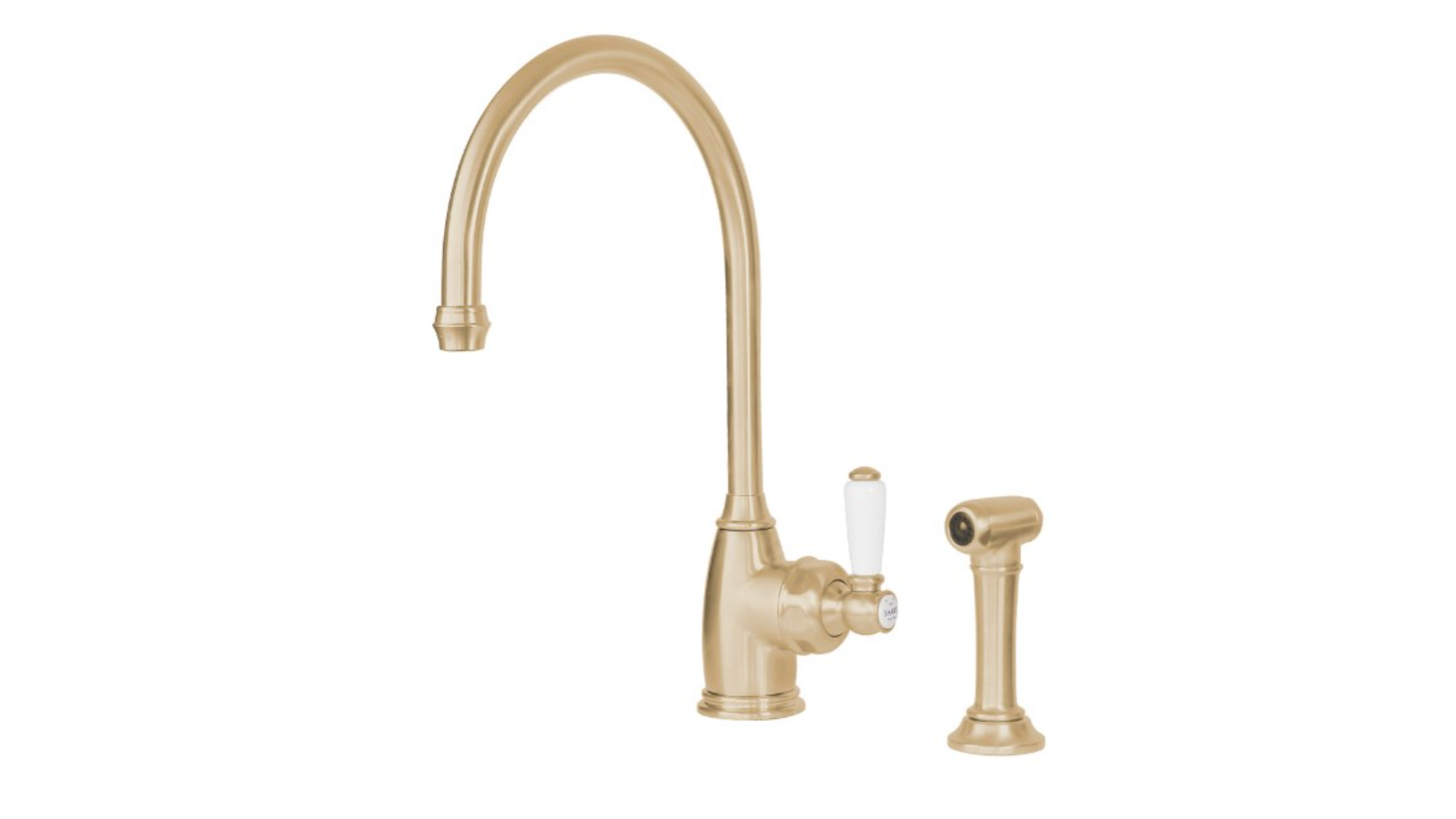 Shaws by Perrin & Rowe Yarrow Kitchen Mixer with Spray Rinse - Satin Brass