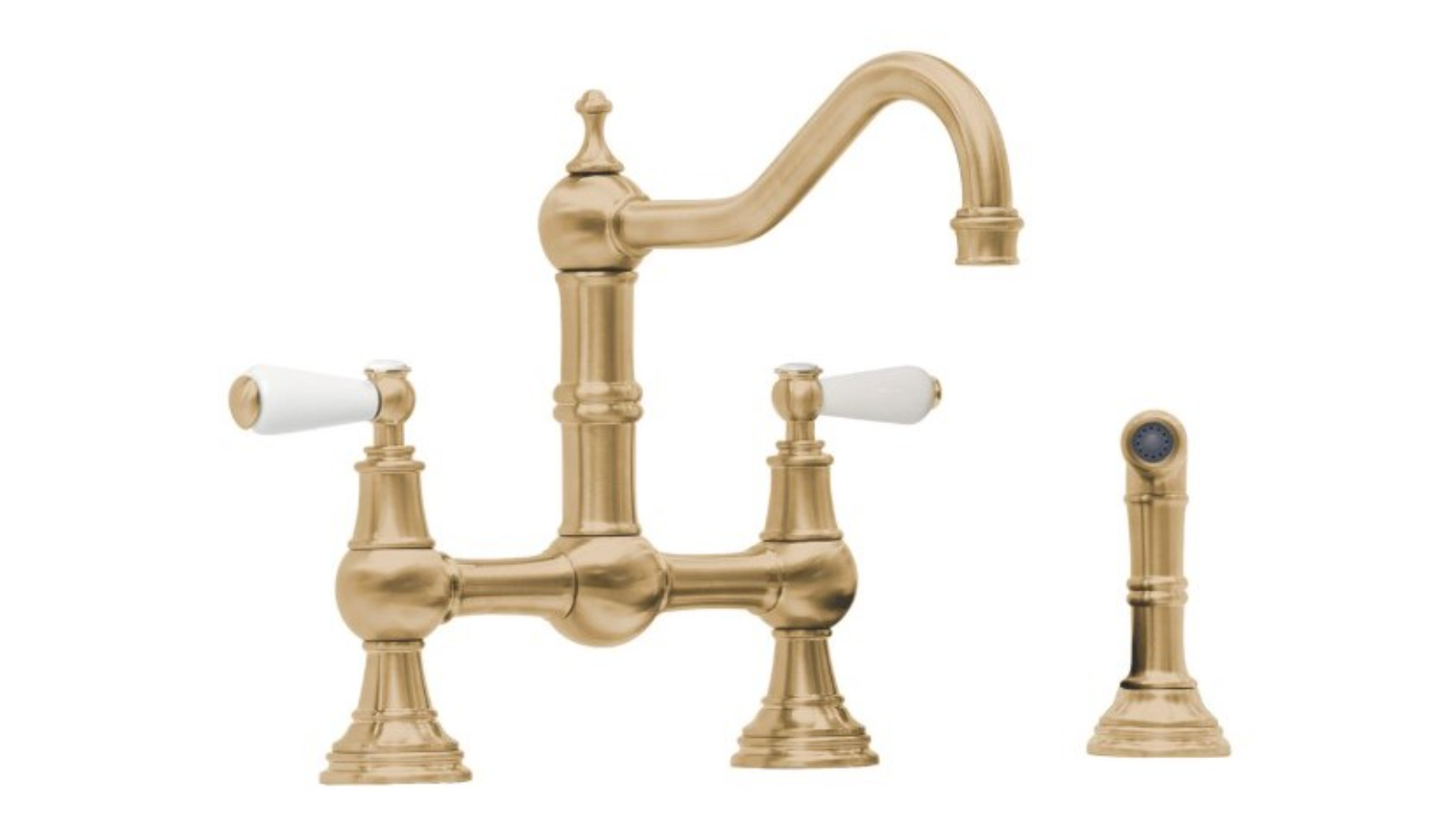 Shaws by Perrin & Shaw Hambleton Kitchen Mixer with Spray - Satin Brass