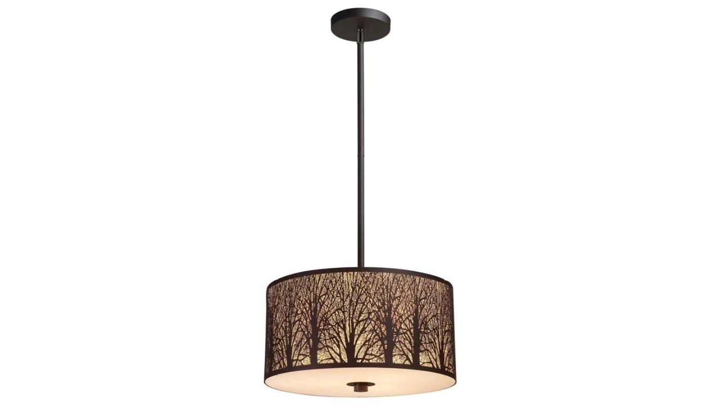 AUTUMN Interior Drum Aged Bronze with Amber Lining Pendant Light - Large