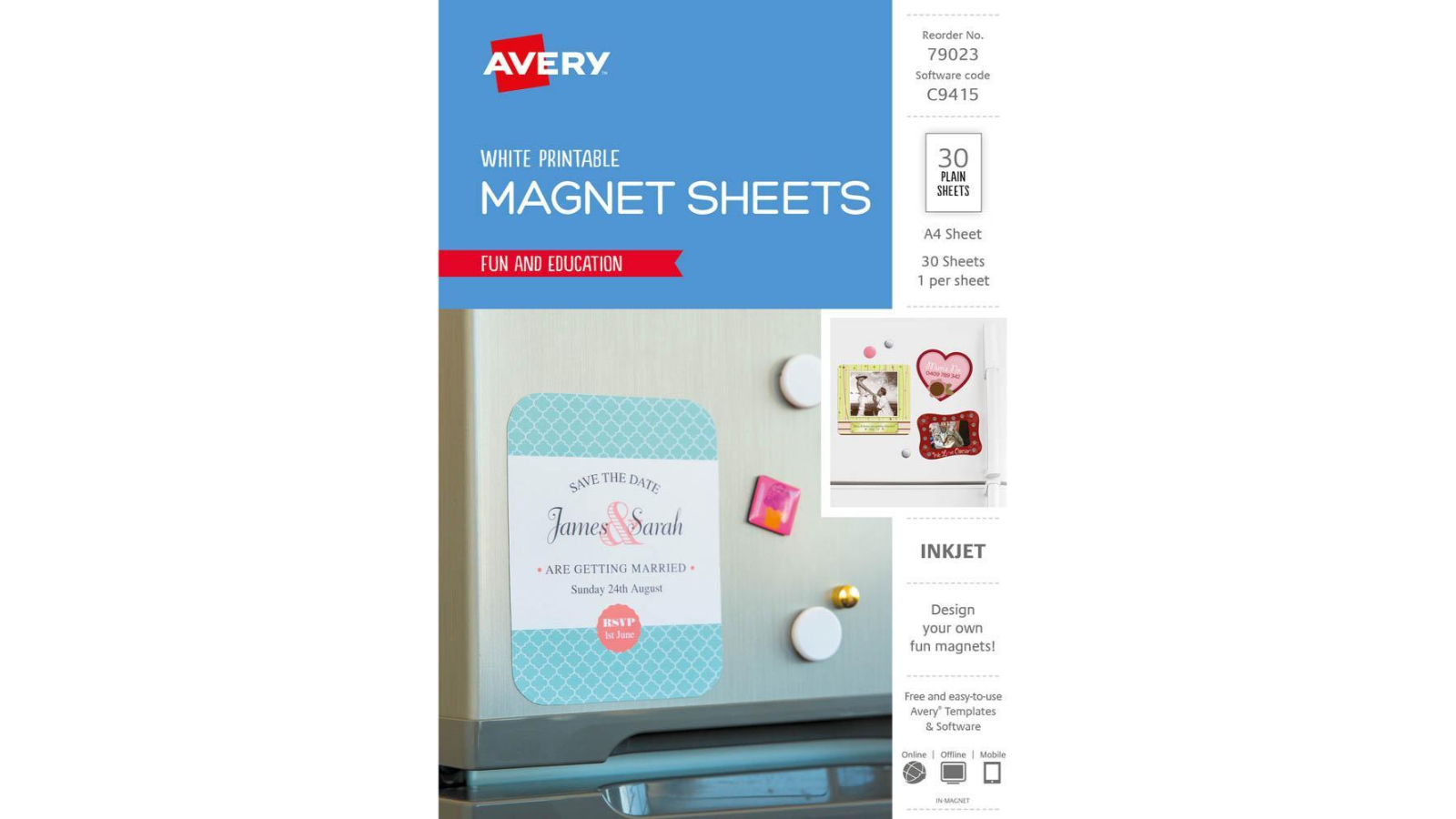 Avery 79023 C9415 Pack of 30 A4 Inspired Fridge Magnet