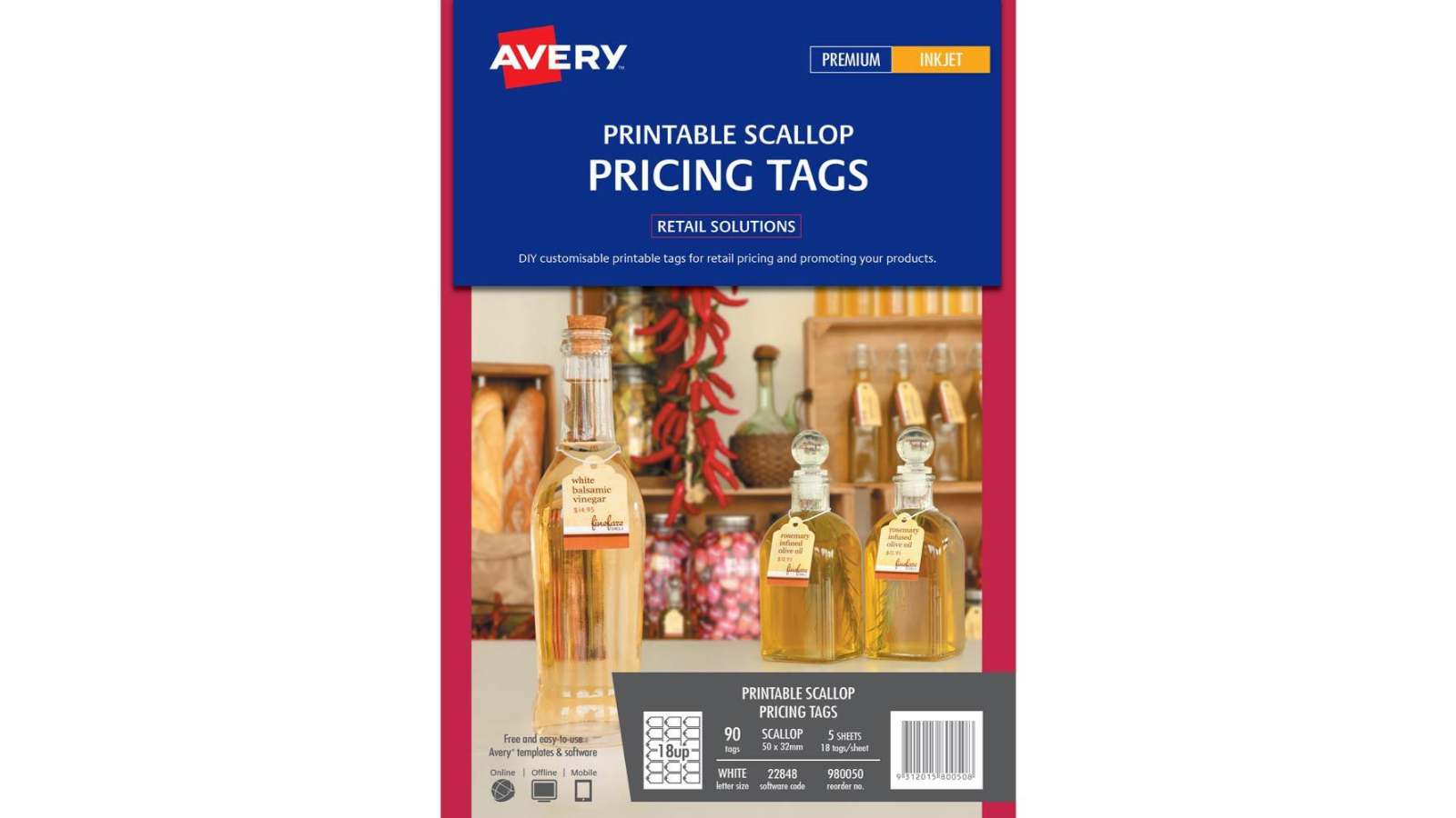 Avery Pack of 90 22848 Printable Scallop Pricing Tag