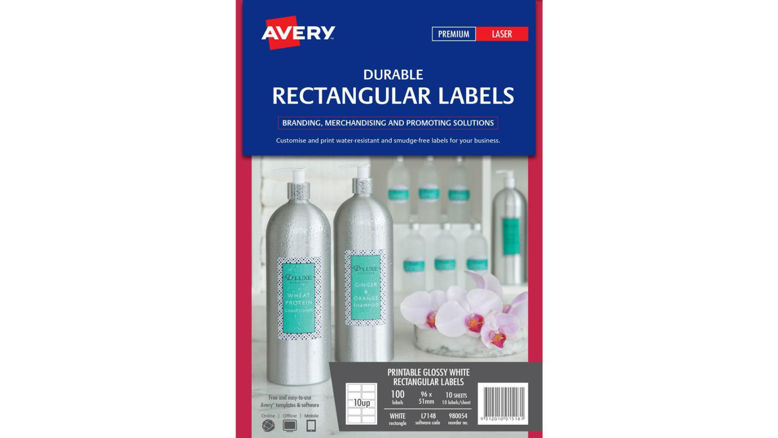 Avery Pack of 100 L7148 Durable Rectangular Label Laser