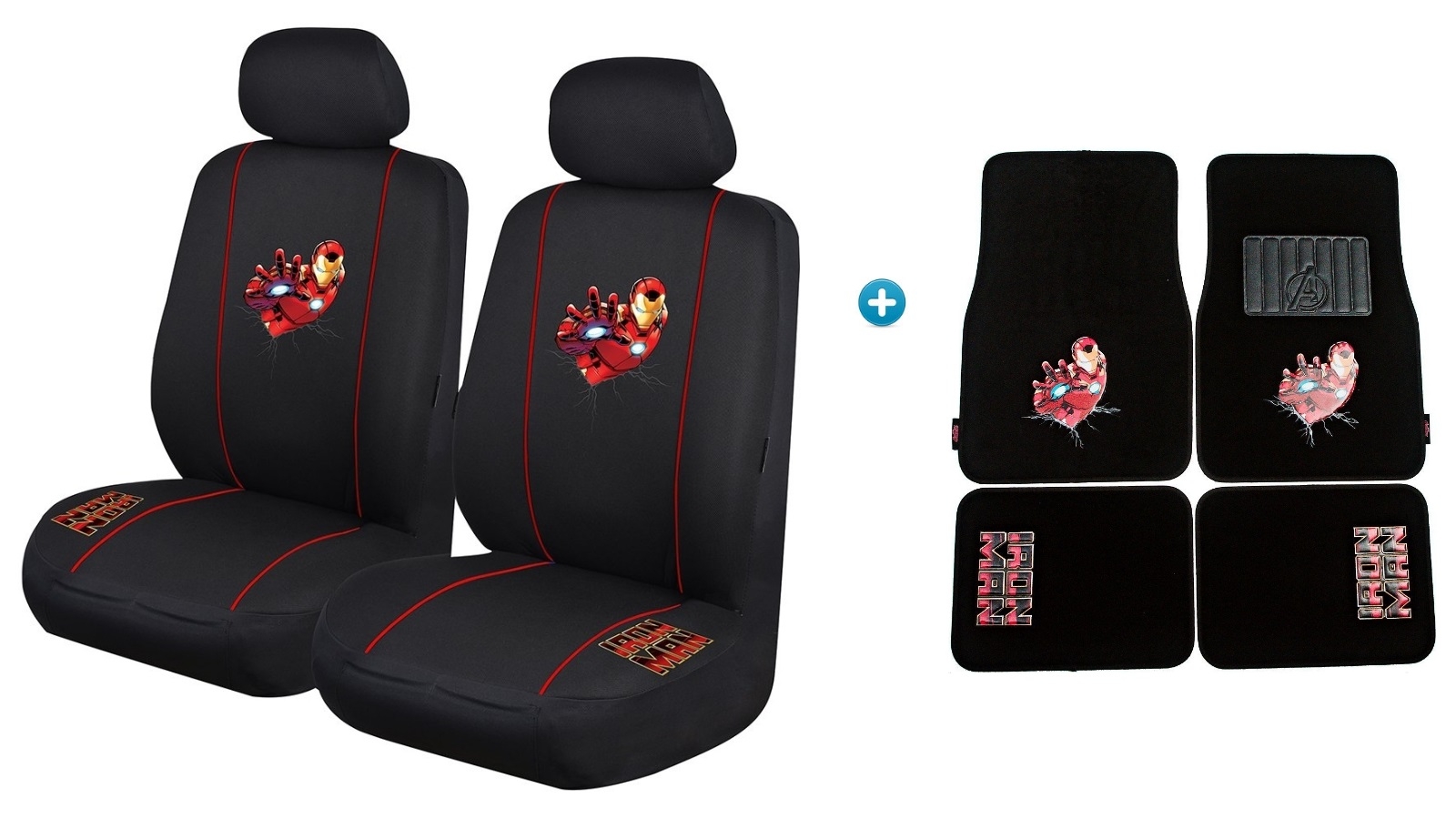 Avengers Iron Man Pack Seat Covers and Car Mats Harvey Norman