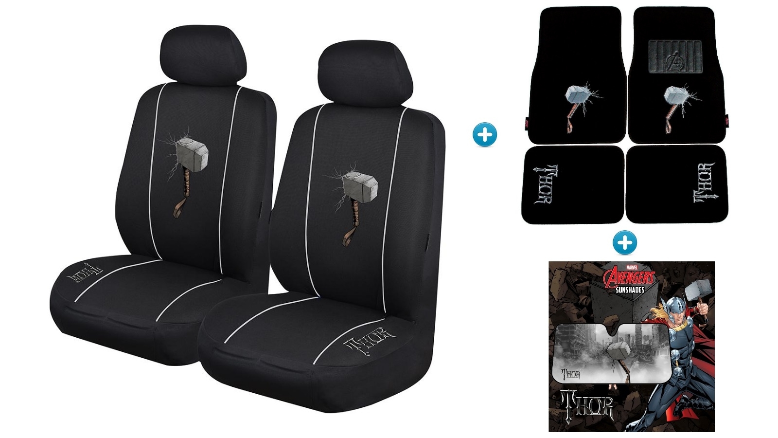 Avengers Thor Pack - Seat Covers, Car Mats and Sunshade