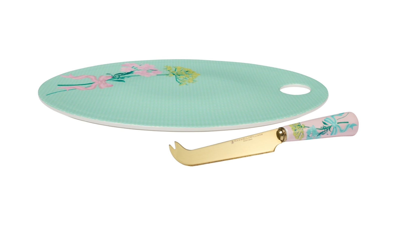 Maxwell & Williams Cherish Cheese Board Knife Floral Design Set - Multi-coloured