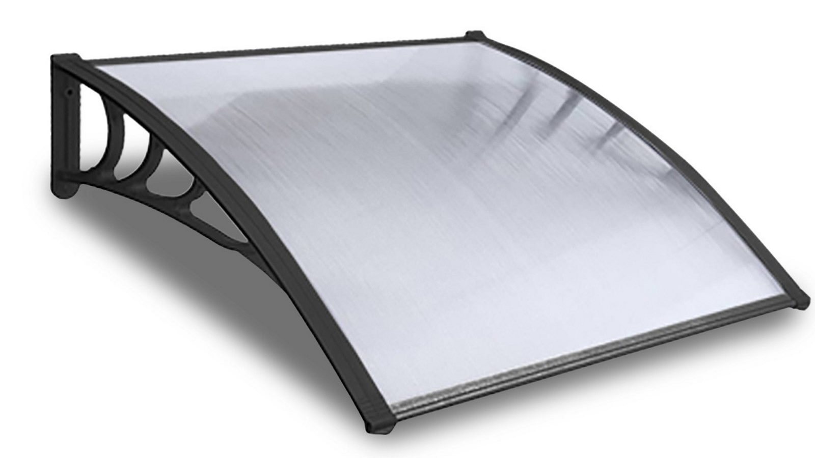 Glasshaus Co 1.2 x 1m UV Sun Shield Shade Waterproof Rain Cover for Window Door - Clear Panel with Black Frame