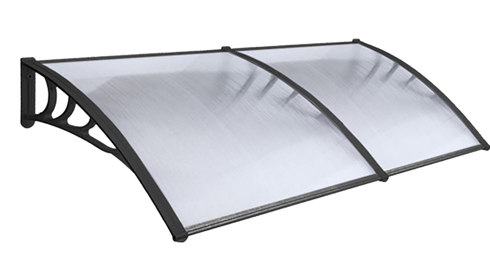 Glasshaus Co 2 x 1m Sun Shield Outdoor Window Door Awning - Black Frame Clear Panel