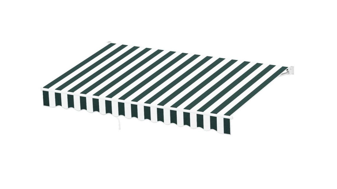 Instahut 3 x 2.5metre Retractable Folding Arm Awning - Green/White