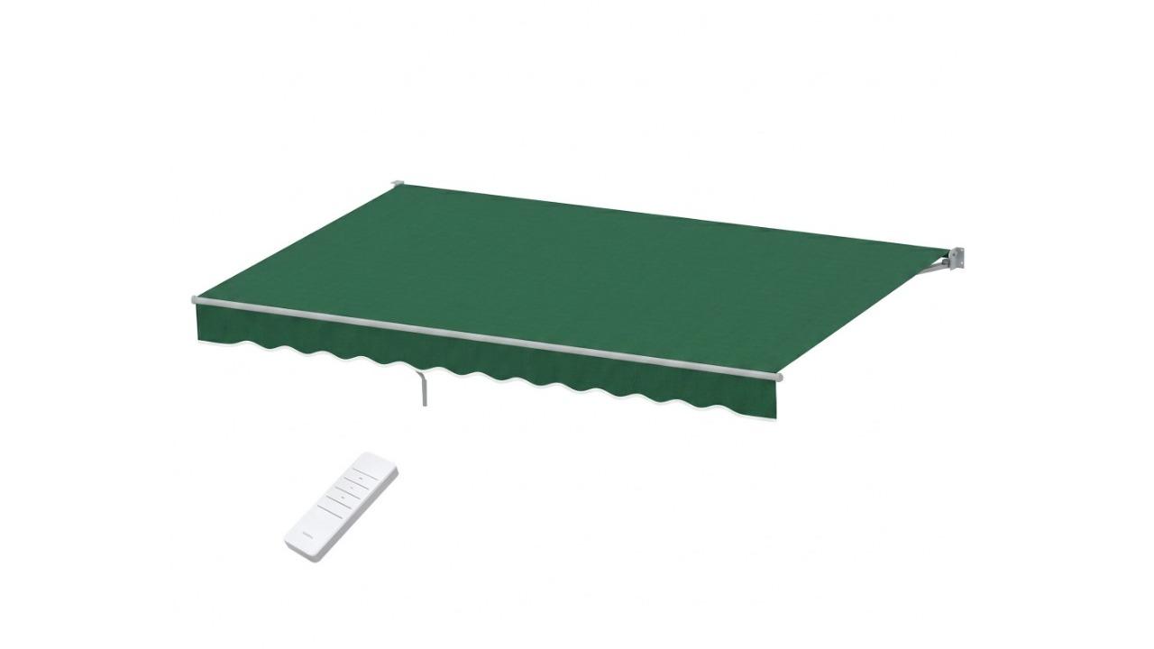 Instahut 5 x 3m Retractable Folding Arm Awning Motorised Sunshade - Dark Green