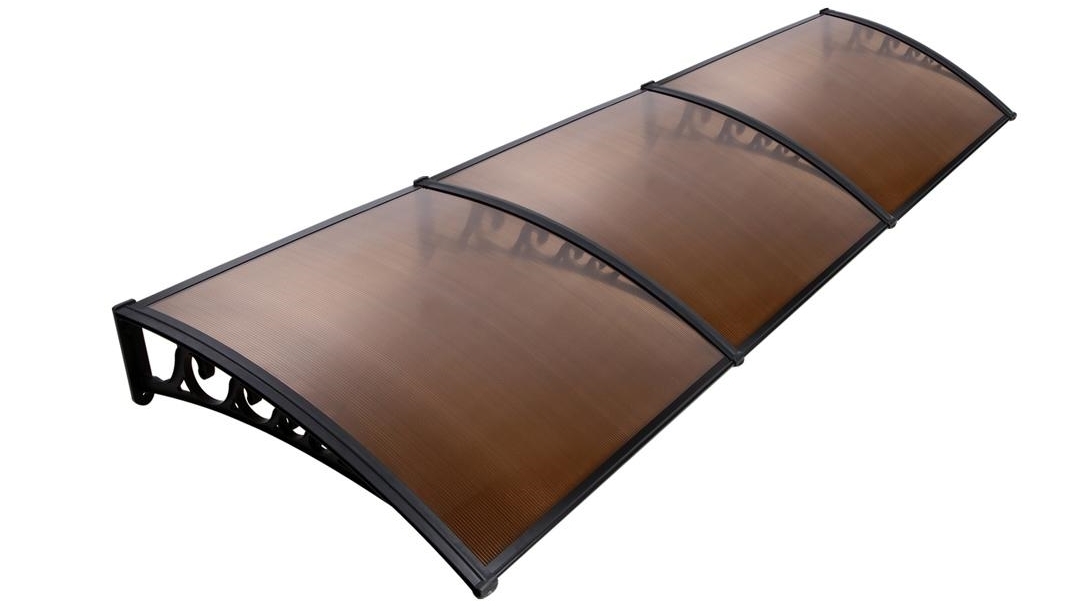 Instahut 1x3m DIY Window Door Awning with Brown Panel Black Brackets