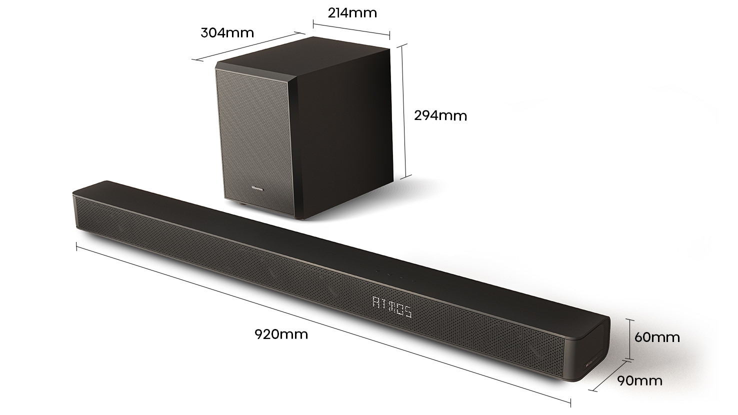 Hisense 3.1 Channel Dolby Atmos Soundbar with Wireless Subwoofer