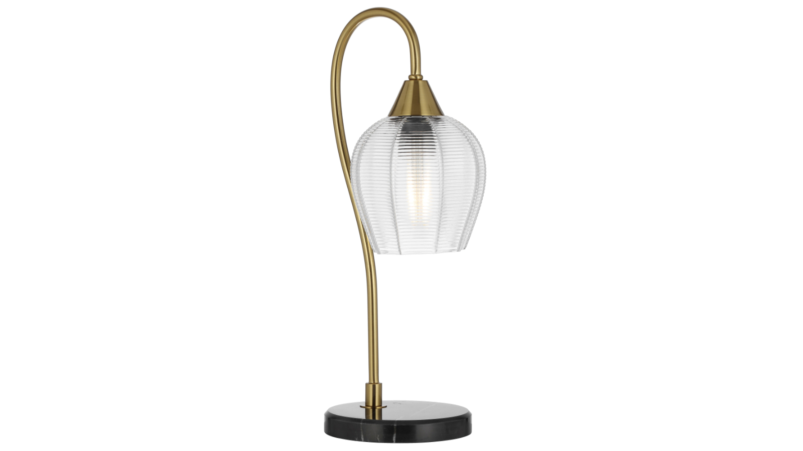 Pretty & Practical Granada Black Marble and Gold with Clear Glass Table Lamp 