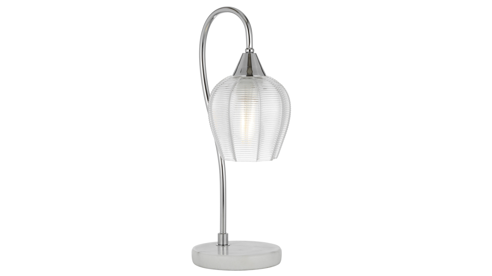 Pretty & Practical Valencia White Marble and Chrome Table Clear Glass Lamp