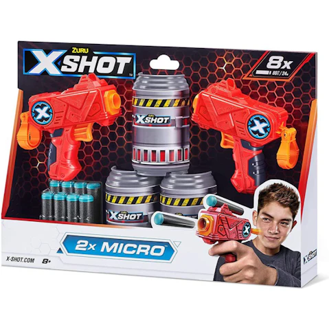 Zuru 2 Piece X-Shot Micro Dual Dart Blaster with 8 Foam Dart Target Kids Toy - 8 year
