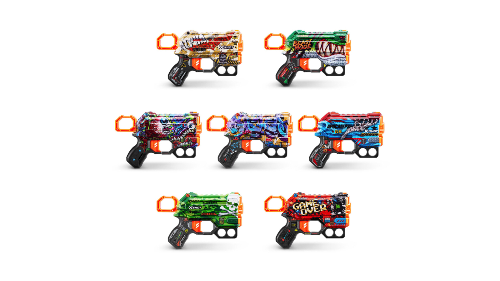 Zuru Assorted X-Shot Skins Menace Blaster with 8 Darts Kids Toy Gun