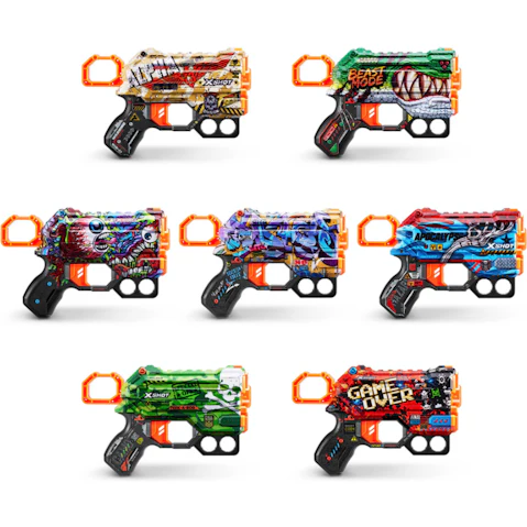 Zuru Assorted X-Shot Skins Menace Blaster with 8 Darts Kids Toy Gun