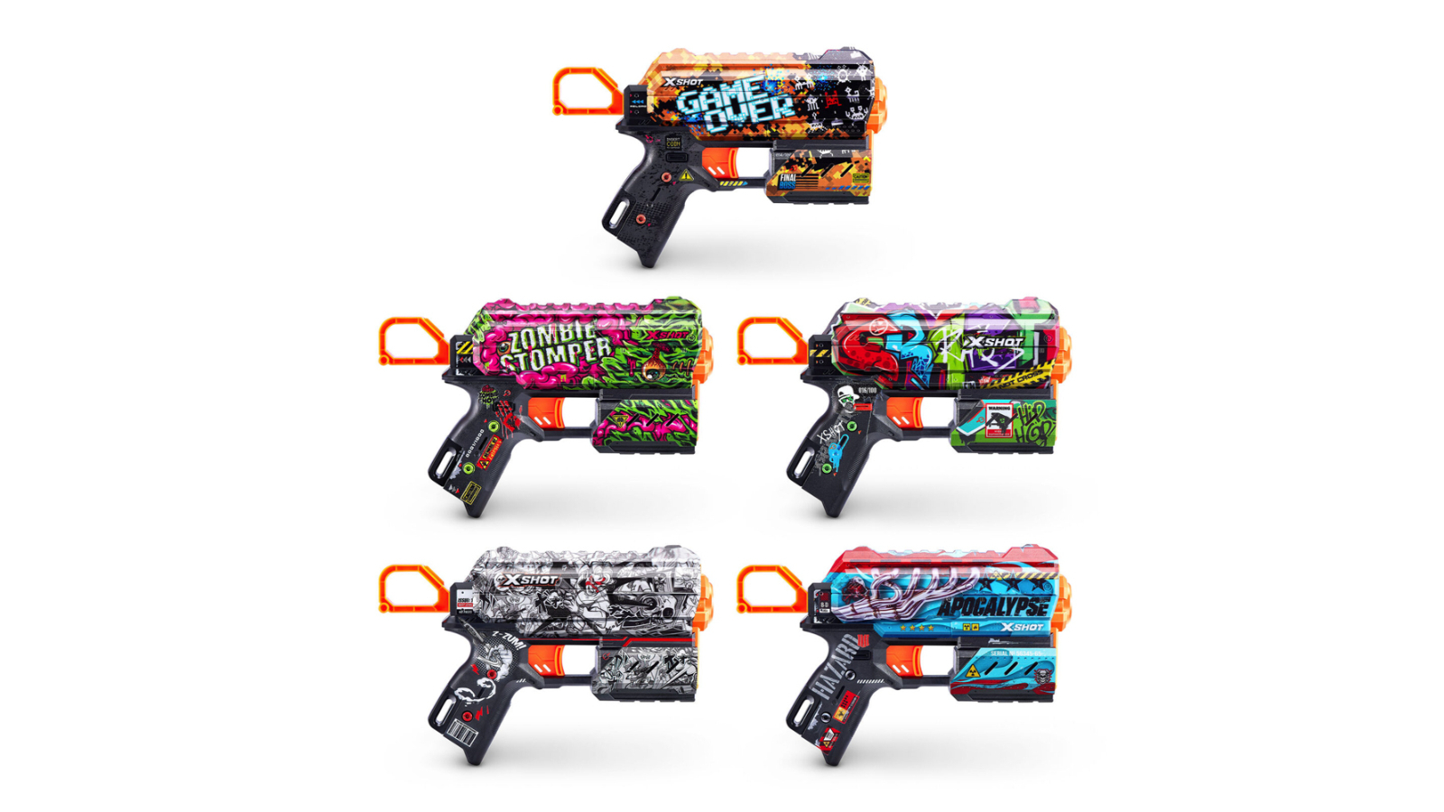 Zuru Assorted 8 X-Shot Skins Flux Blaster Gun with 8 Dart Kids Toy