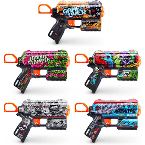 Zuru Assorted 8 X-Shot Skins Flux Blaster Gun with 8 Dart Kids Toy