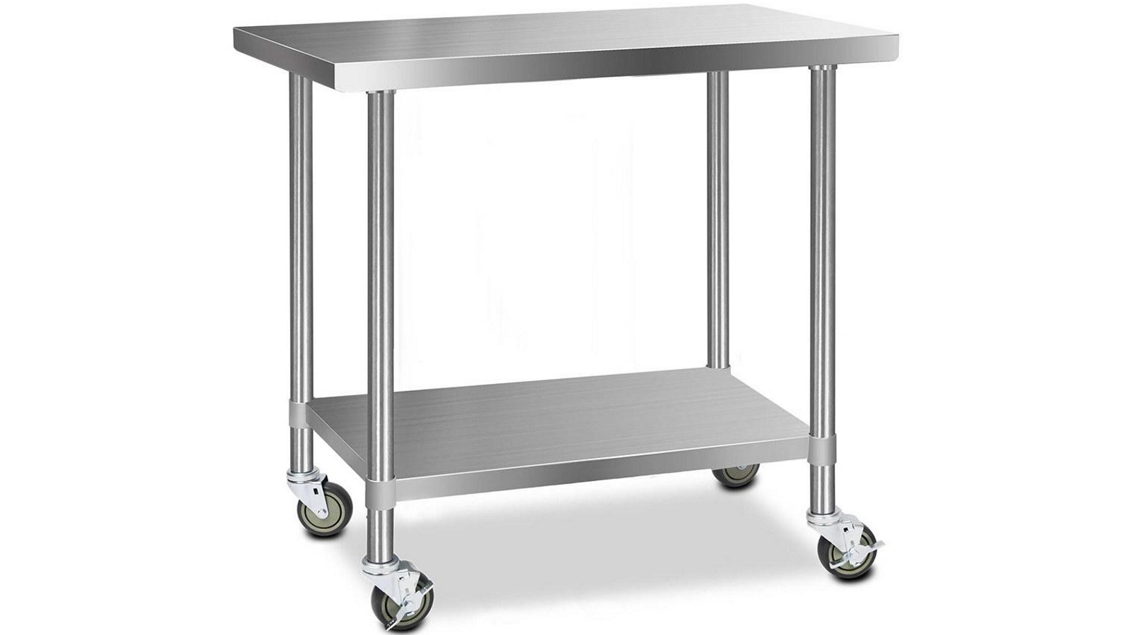 Cefito 430 Stainless Steel Bench Food Prep 121.9cmx61cm Table with Wheels