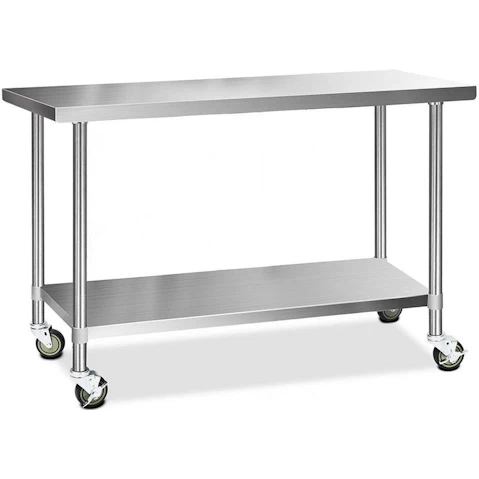 Cefito 430 Stainless Steel Bench Food Prep 152.4cmx61cm Table with Wheels