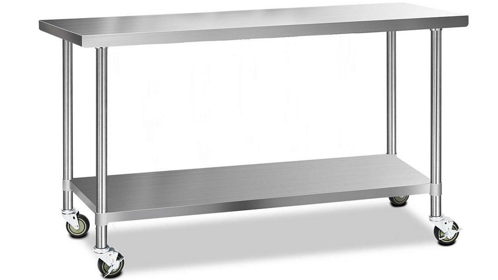 Cefito 430 Stainless Steel Bench Food Prep 182.9cmx61cm Table with Wheels
