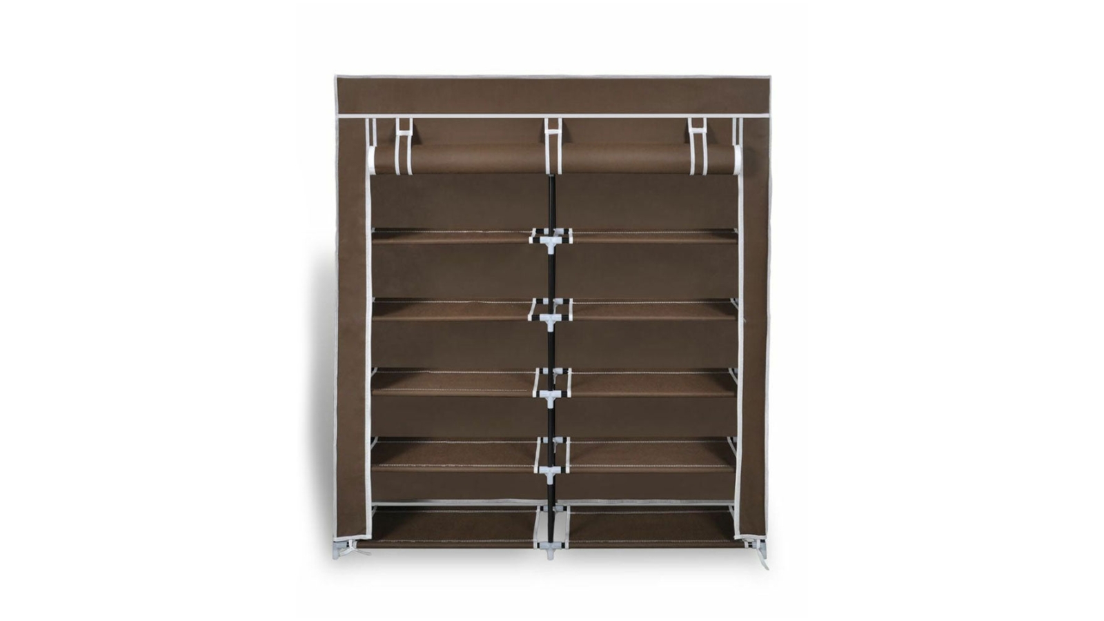 Bargene 2-Doors Portable Storage Shoe Rack with Cover - Brown