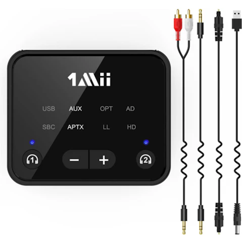 1Mii B06T6 Bluetooth 5.3 Transmitter to 2 Wireless Headphone