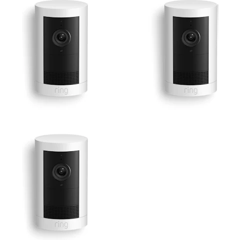 Ring Outdoor Camera Plus 2K Battery Powered 3-Pack Security Camera - White