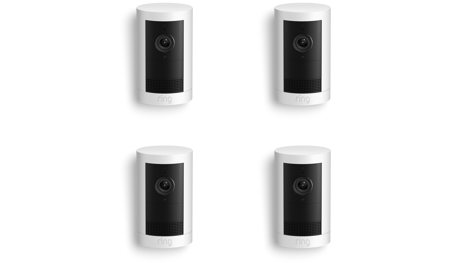 Ring Outdoor Camera Plus 2K Battery Powered 4-Pack Security Camera - White